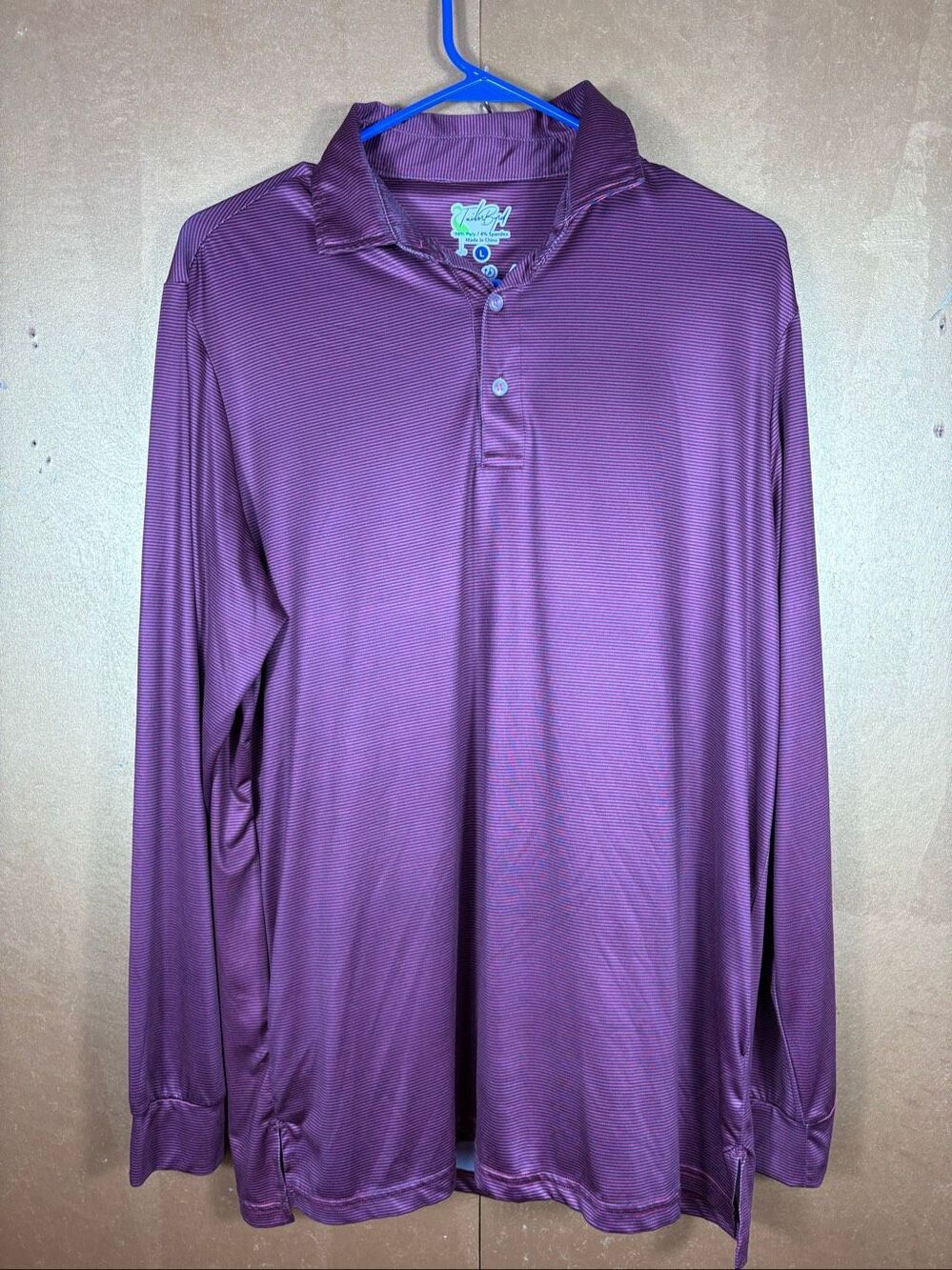 TailorByrd mens striped long sleeve polo shirt size L